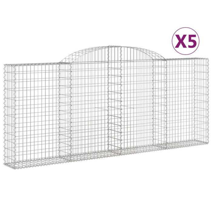 VidaXL Arched Gabion Baskets 5 Pcs 300x30x120/140 Cm Galvanized Iron, Gabion, Gabion Cage, Gabion Wall Basket, Wall 3146542