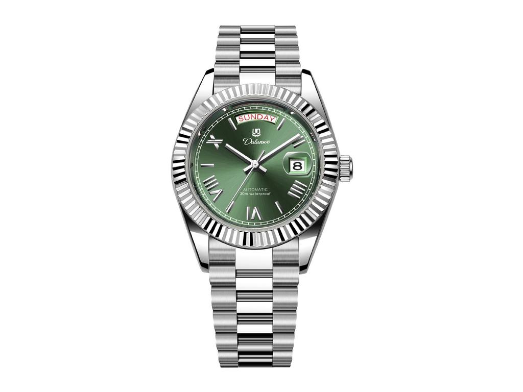 Durlanway Ceas Nou Automat pentru Bărbați din Oțel cu Calendar Dublu – La Modă, Rezistent la Apă, Stil Business