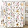 Vintage Floral Print Shower Curtain Soft Fabric Waterproof Bath Decor for Bathroom Decoration White Pink Yellow Gold Brown Black