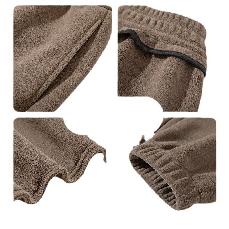 Unisex Heavyweight Fleece Windproof Sweatpants - Thick, Warm, Cuffed Outdoor Pants for Autumn and Winter