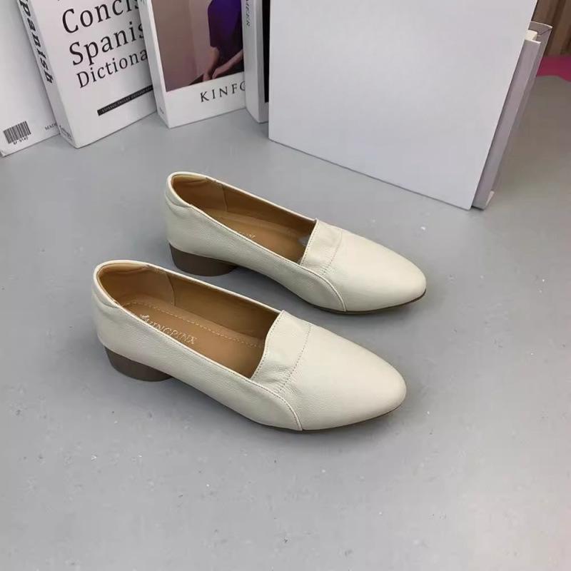 Pojedyncze buty jesień nowe niskie obcasy miękka skóra casualowy delikatny styl moda casualowe buty miękka podeszwa miękka powierzchnia