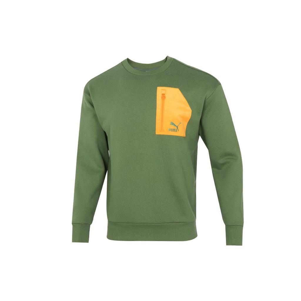 PUMA Sweatshirts Men's Green Crew Neck Moderate Regular 535130-67
