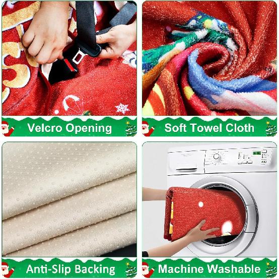 Santa Claus Car Decoration Front Seat Covers, Towel Car Seat Protector For Outdoor, Camping, Snow, Workout, Running, Seat Protector Universal Fit For