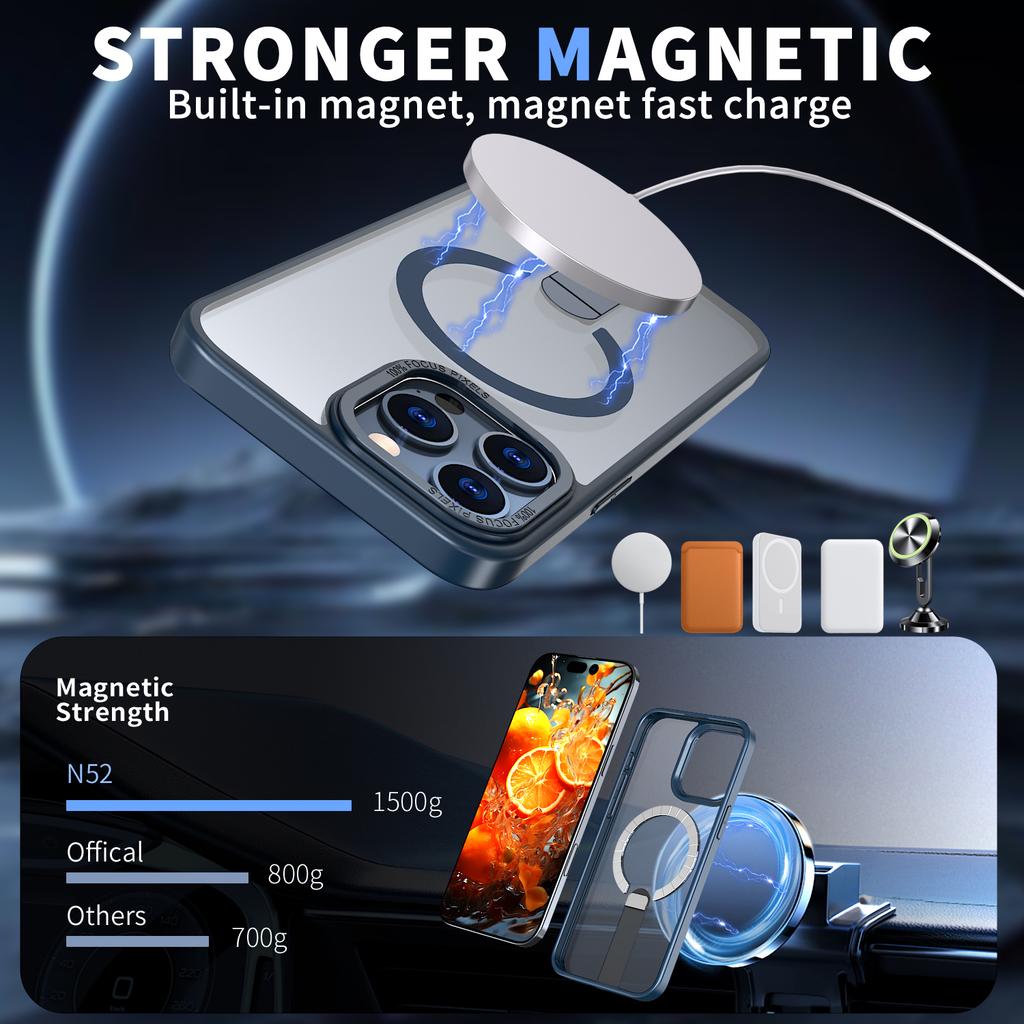 For iPhone 13 Pro Max/12 Pro Max Case Compatible with MagSafe Kickstand TPU + Acrylic Phone Cover