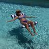 Outdoor Inflatable Striped Floating Pool Lounger - Single Person Foldable Hammock