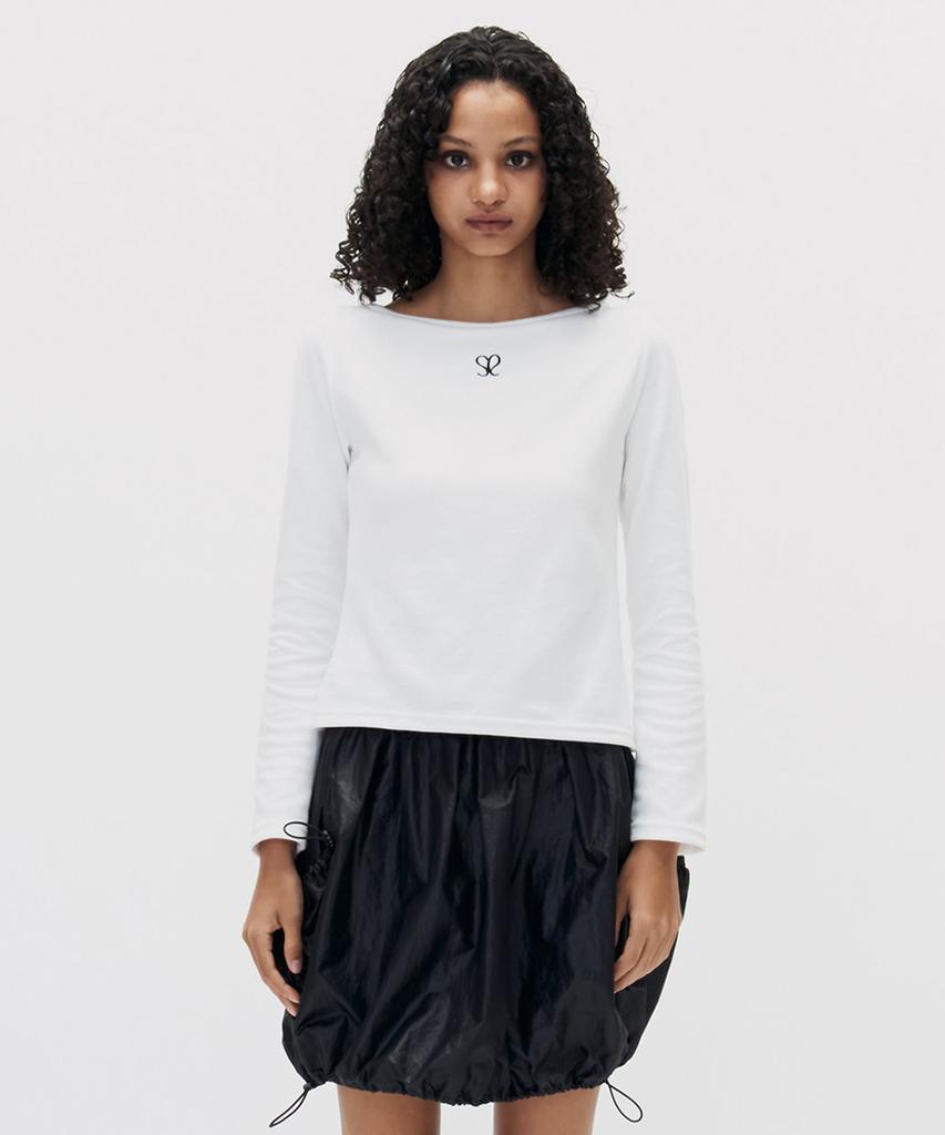 SETSETSET Boat Neck Logo T-Shirt White