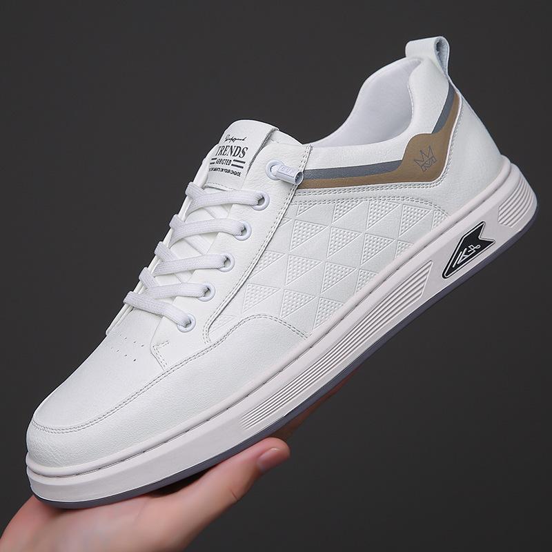 Autumn new soft leather soft sole men s shoes soft sole trend versatile daily casual leather shoes board shoes wholesale 38 белый