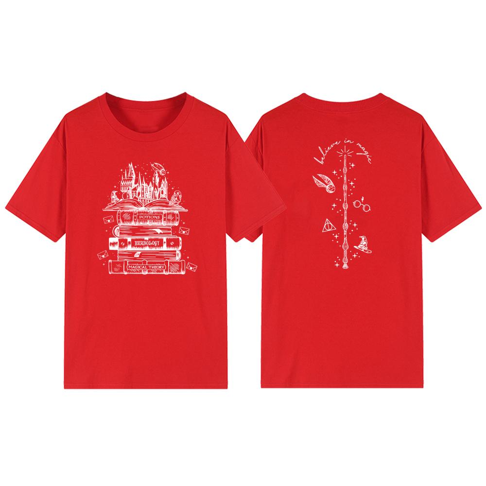 

Футболка Wizard Castle Book Wizard School Tee Cute HP Shirt Fun Magic Castle T-Shirt Short Sleeve Magic Book Графічні футболки S червоний