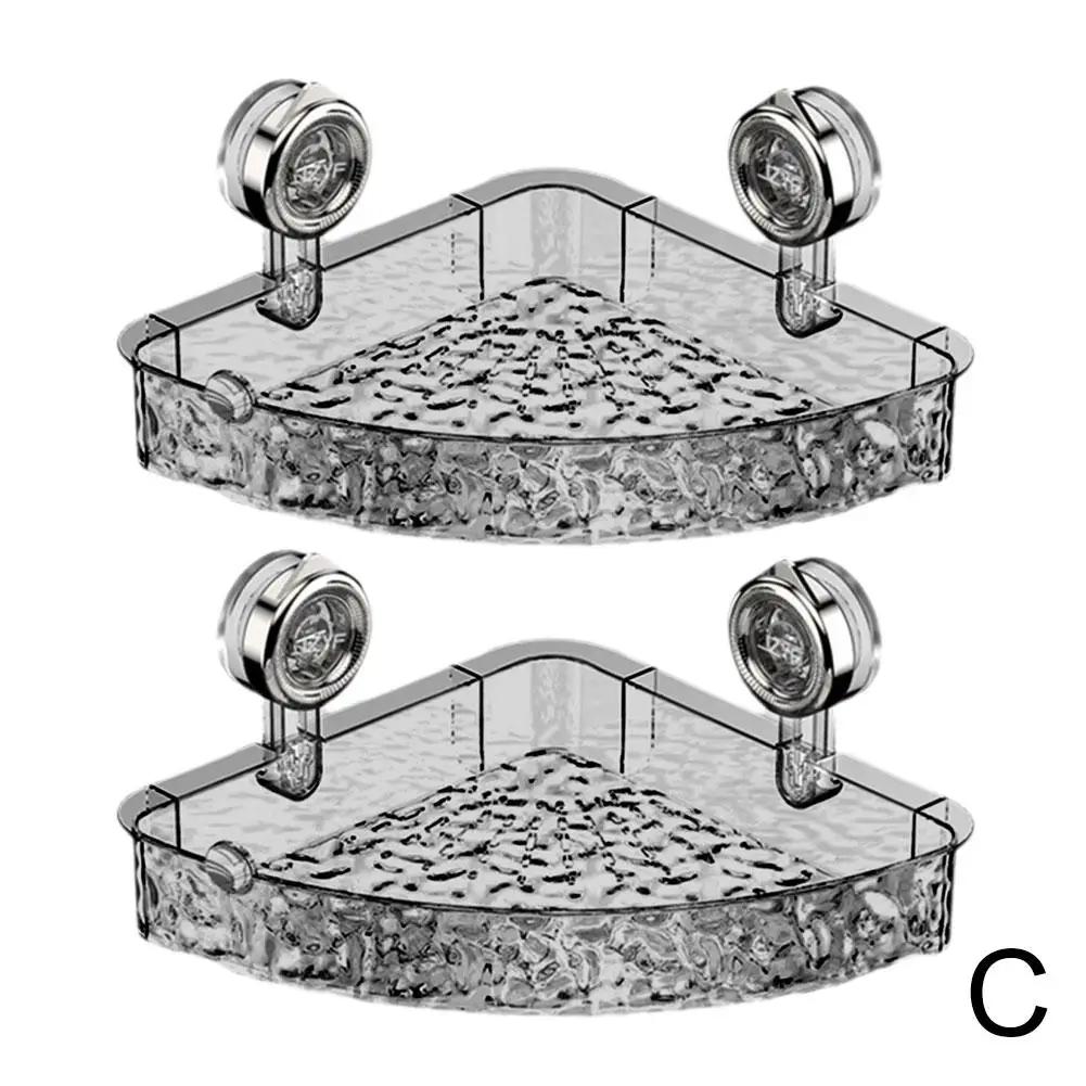 Bathroom Suction Cup Rack Punch-free Wall-mounted Shelf Corner Toilet Storage Triangle Wash Basin Bathroom Rack N9K8
