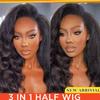 Kinky Straight Halve Pruik Menselijk Haar 250 Dichtheid 3-in-1 Naadloos Flip Over Beginner Vriendelijke Halve Pruiken Glueless Wear & Go Pruiken