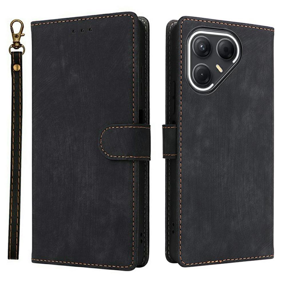 

Для TECNO Pova 7 5G LJ7 Чехол Кошелек с RFID-блокировкой Кожаный чехол-подставка для телефона с ремешком Black