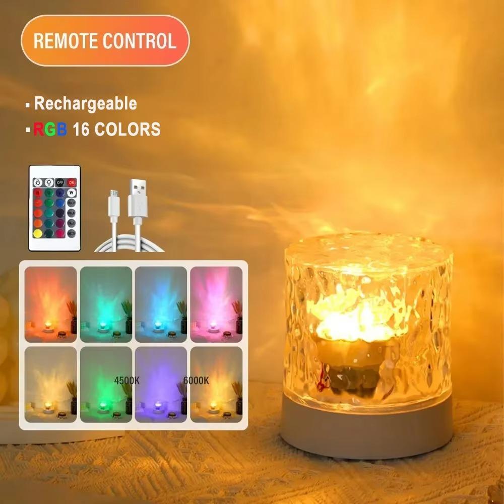 

Rechargeable Water Ripple Projector Light Remote Control 16 Colors Water Ripples Lights RGB Dimmable Bedroom Decoration Light білий