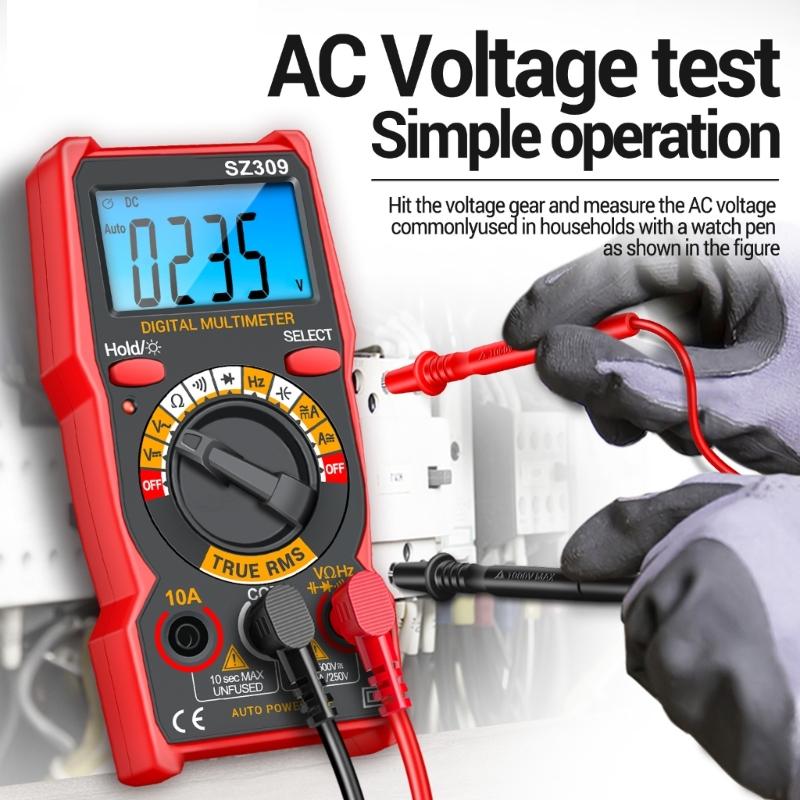 SZ309 Voltage Current Tester 1999 Counts Multimeter Multi Tester with Backlit Buzzer Ohmmeter Voltmeter