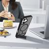 Funda Trasera Protectora de Impacto con Soporte, Carcasa Magnética, Soporte para Carga Inalámbrica Magsafe, PC Rígido Mate Translúcido + TPU para iPhone 16 17