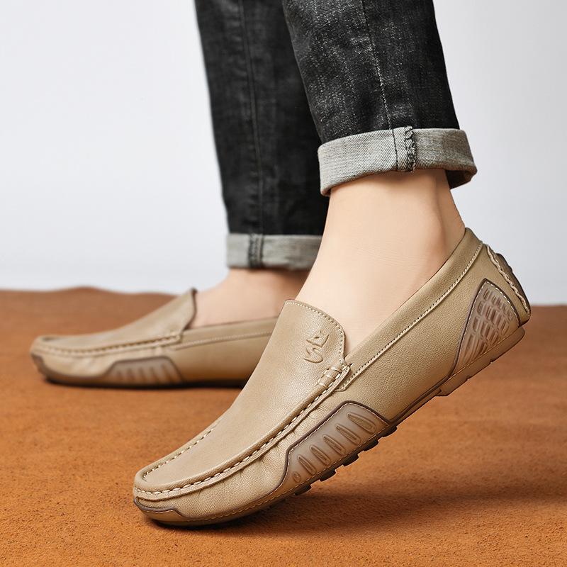 Genuine Leather Shoes Trendy Casual Leather Shoes British One Pedal Driving Fashionable Shoes Plus Size Men's Shoes