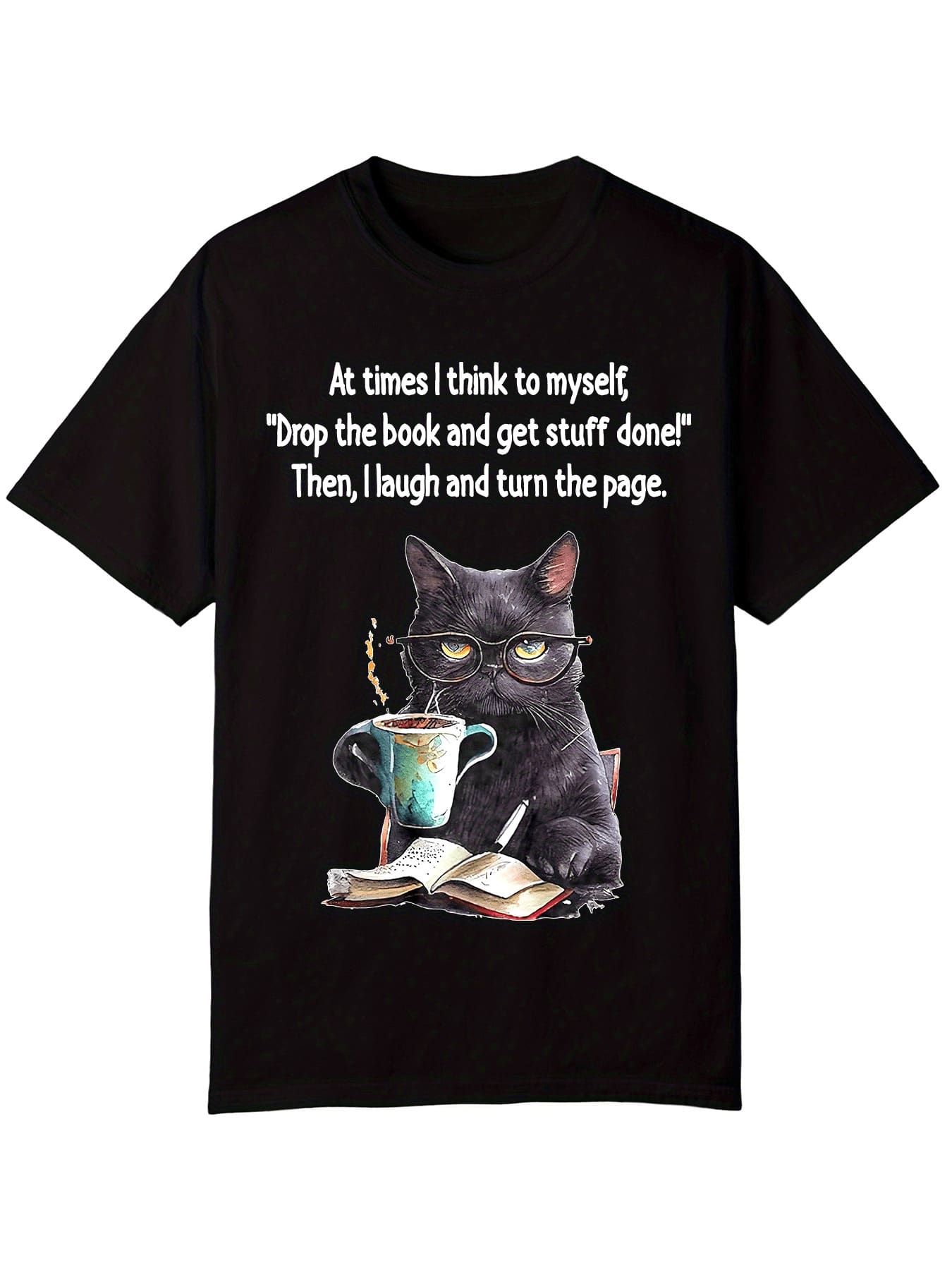 

DERNM Unisexs Funny Book Lover TShirt Black Cotton Tee With Productivity Quote Soft Stretchy S