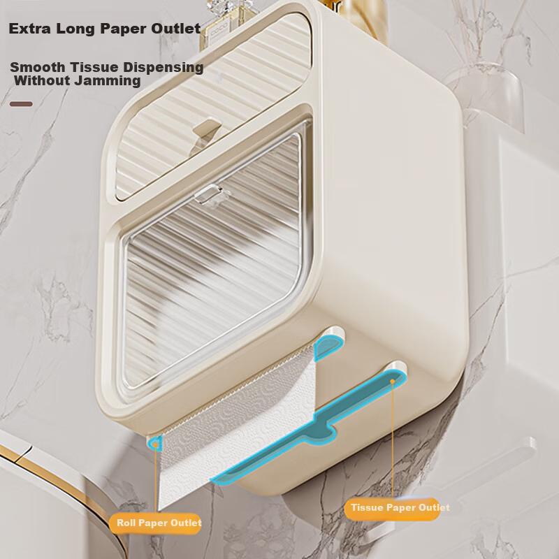 Baizi Bathroom No-Drill Storage Rack Toilet Paper Holder Face Towel Storage Box Wall-Mounted Tissue Box Napkin Roll Holder Rack