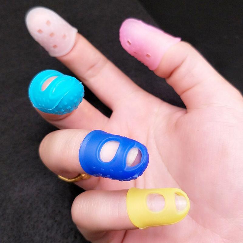 5PCS/Pack Mix Color Silicone Thimbles 3 Sizes Available Multifunctional Protective Finger Sleeve Guitar Practice Accessories ZYF