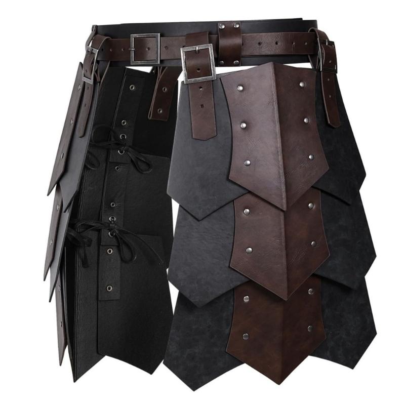 

Средневековая Защита Бедер из Искусственной Кожи, Двусторонняя Поясная Защита с Петлей для Ремень, Доспех-Юбка для LARP, Мерсенарий и Рыцарь чёрный