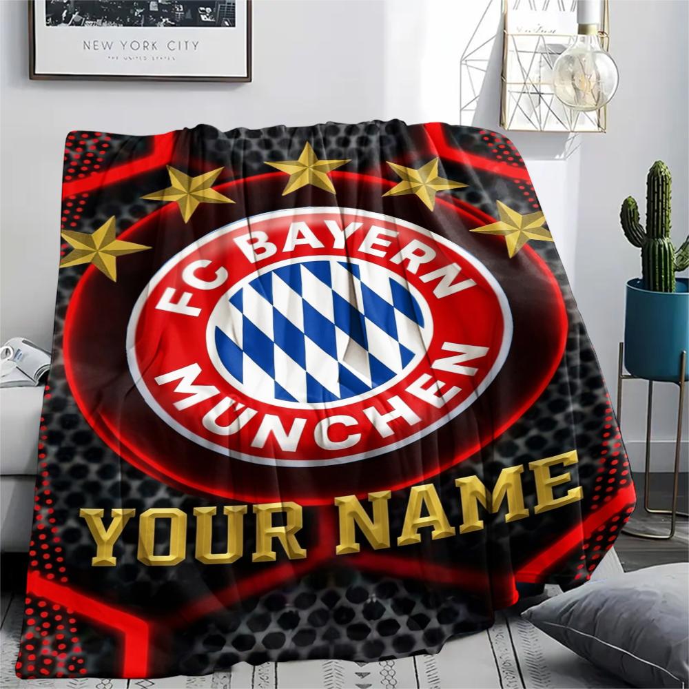 1pz Coperta in Flanella Personalizzata con Nome e Motivo FC Bayern Monaco Adatta a Tutte le Stagioni per Arredamento Casa Calore e Comfort Regali Regalo Festivo_xia