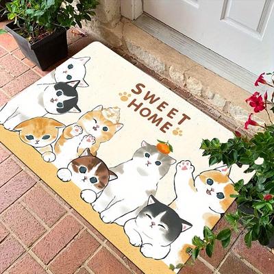 1 Stück Katzenmuster Küchenteppich Rutschfeste Fußmatten Pop-Design Badezimmerteppich Badematte Teppich für Zuhause Spüle Wäsche Dekor