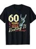 1PC Men's 60th Birthday Funny Rock T-Shirt - "Wild & Crazy 60 Years" Print, Short Sleeve Regula