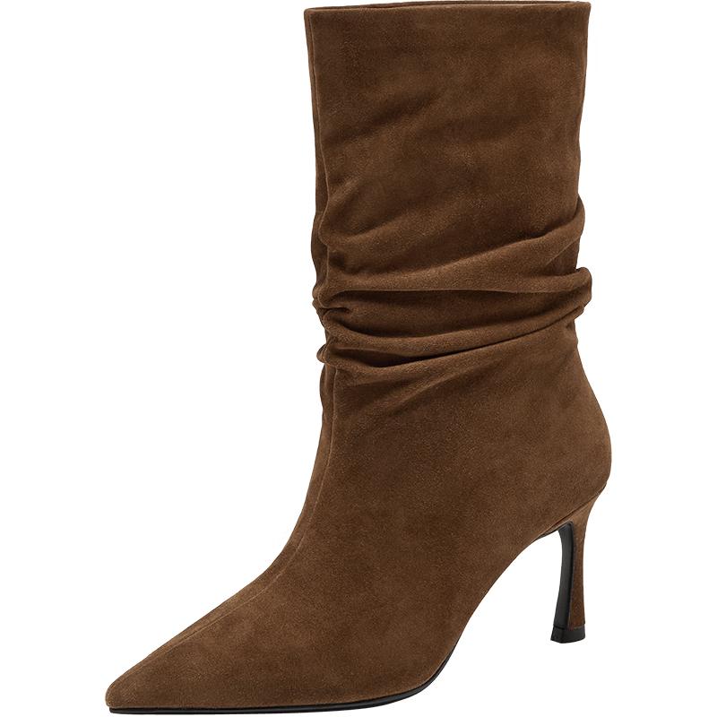 Women s Sheep Leather Stiletto Mid-Calf Boots EU 36