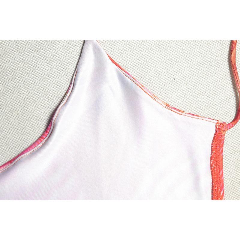 Abito Sexy Halter da Donna Stampa Avvolgente Petto Manica Manica Cinturino con Gli Stati Uniti Spacco Posteriore Vita Media Abito Irregolare