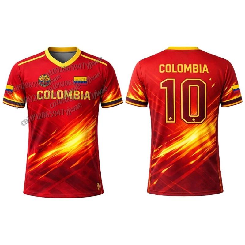 Kolumbien Flagge 3D Gedrucktes Trikot Herren Outdoor Sport Atmungsaktiv Kurzarm Fußball Trainingsshirt Unisex Lässiges V-Ausschnitt T-Shirt
