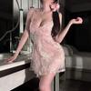 Sex Underwear Women's Lace Embroidery Embossed Flower Short Skirt Set Pure Sleeping Belt Panties Dress