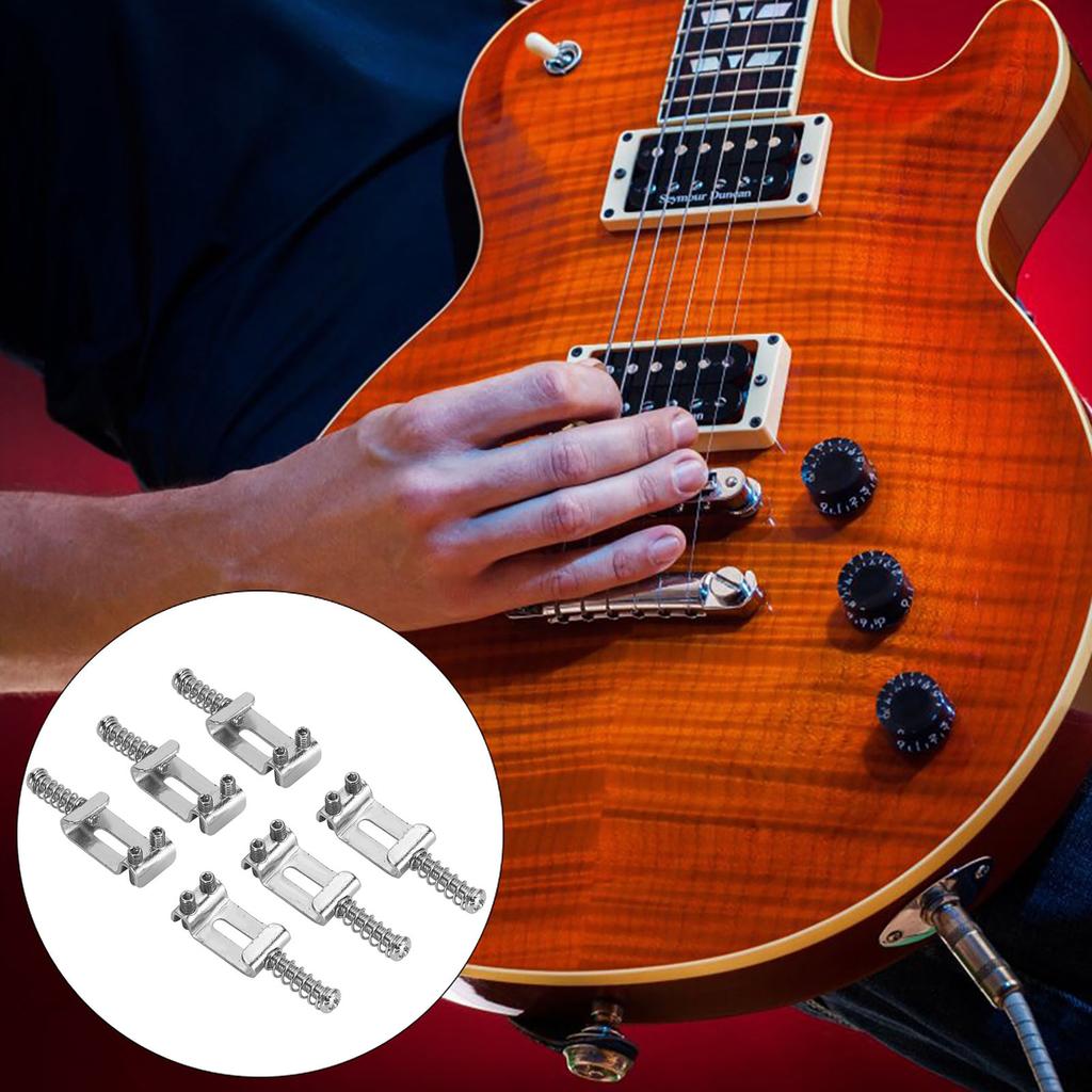 6Pcs Electric Guitar Roller Bridge Tremolo Saddle Metal Nickel Musical Instrument Accessories