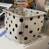 Modern Open-Top Organizer Polka Dot Storage Box Cute Black and White With Handle Room Decor, Multi-Use for Makeup, Crafts, Shelf Baskets