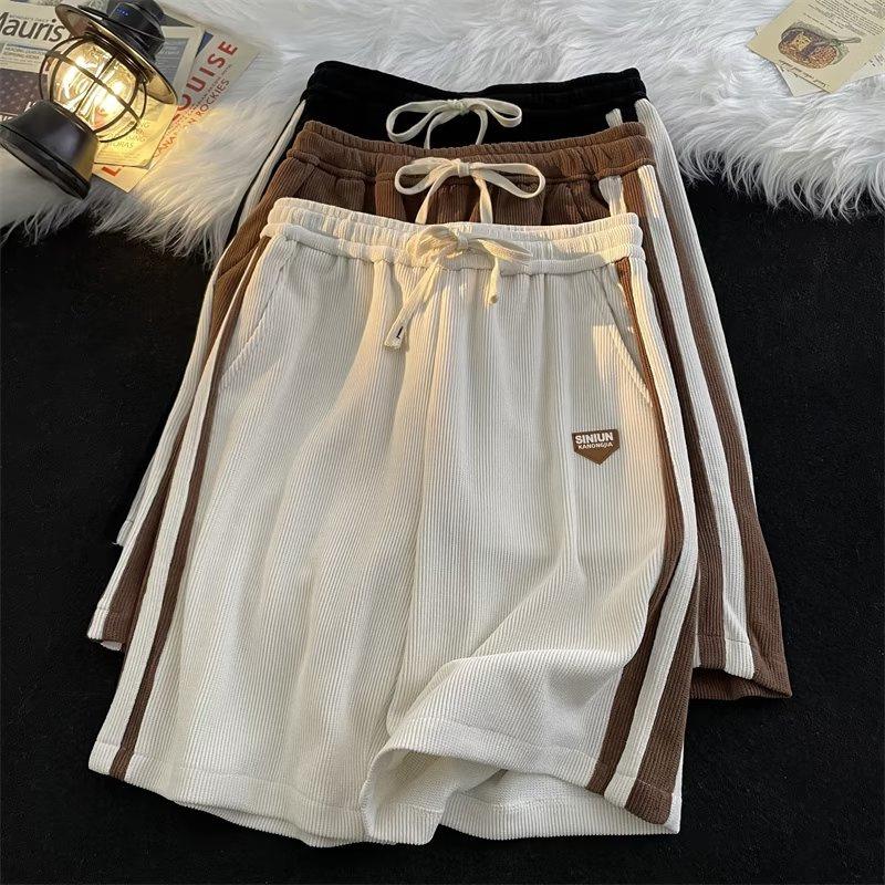 Summer Casual Y2k Shorts for Men Retro Loose Straight Short Pants Strip Contrasting Color Gym Shorts