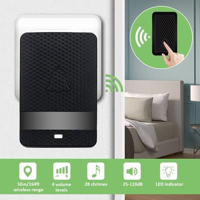 28 Chimes 3 Volumes Wireless Doorbell LED Flash Waterproof Door Bell For Sale