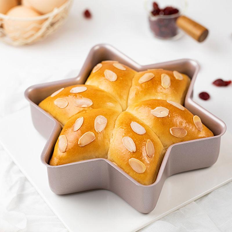 1pc Champagne Gold Star Shaped Cake Pan Mold Baking Hexagonal 3D Nonstick Coated Baking Pan Bread Cheese Oven Pan Kitchen Tools