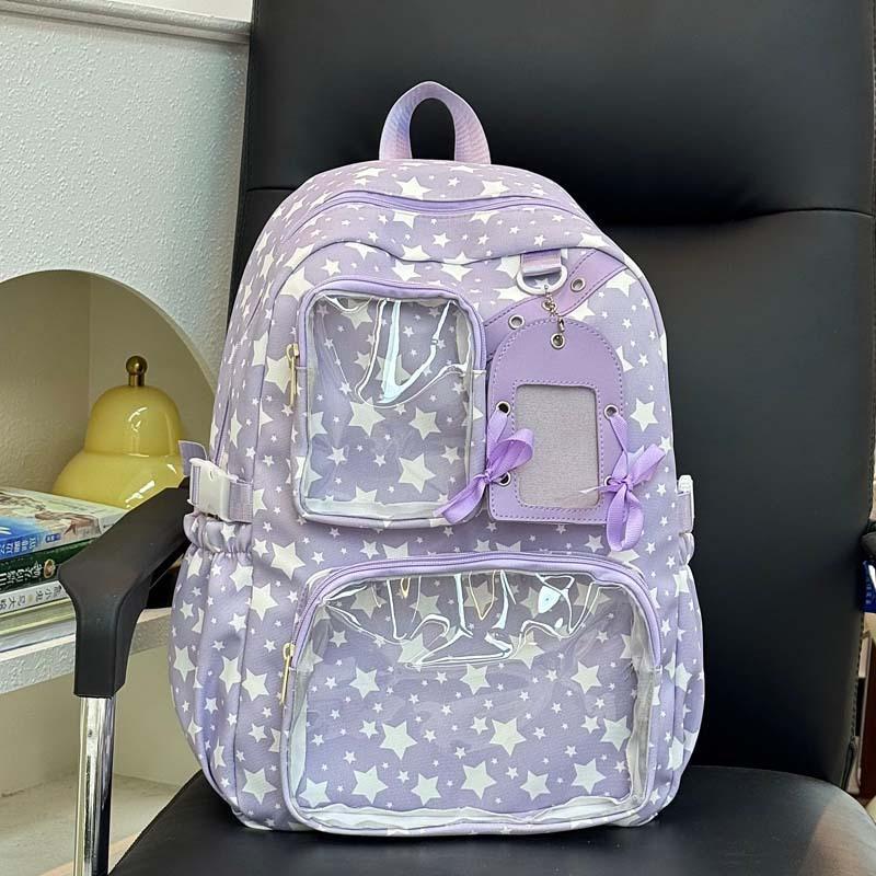 Schoolbag new Korean version ins high value, fresh, sweet and cute star bar pain bag women's lightweight large-capacity backpack