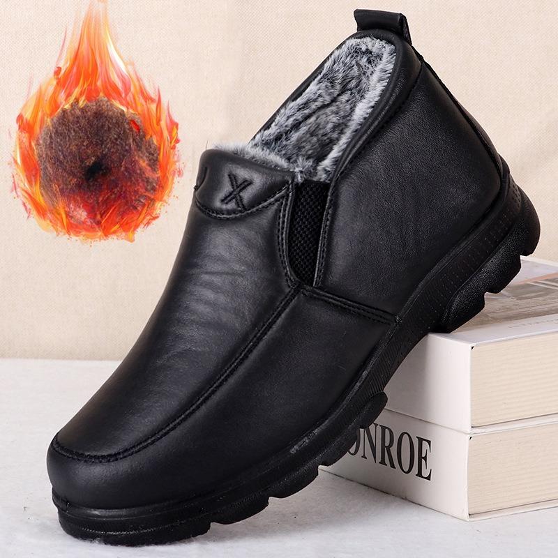 Winter Men's Ankle Boots Plush Warm Anti Slip Waterproof Cotton Shoes Comfortable Lightweight Outdoor Men Shoes