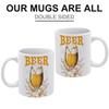 1pc 11oz Double-Sided Printed Mug for Beer Lovers, Smooth Ceramic Cup, Fun Daily Use Drinkware and Gift for Friends