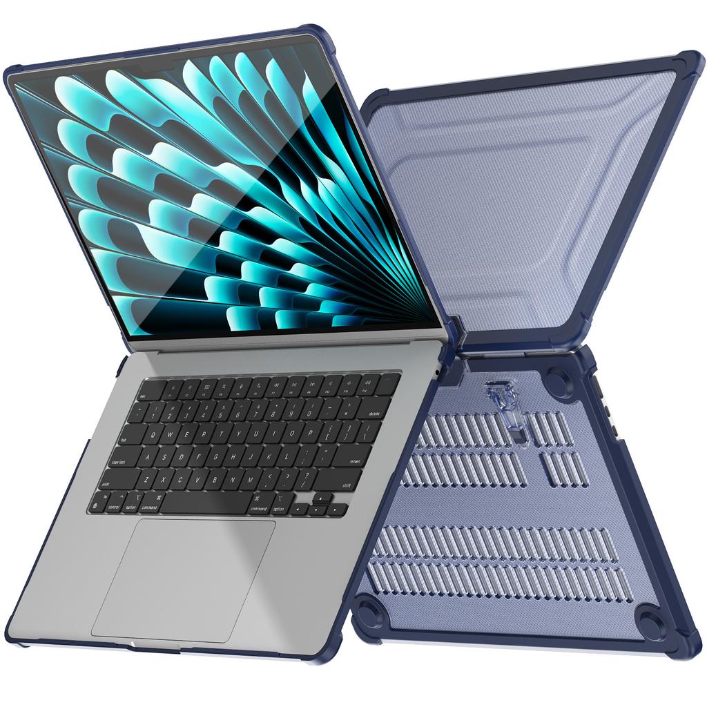 For Macbook Air 15 inch (2025)/(2024) A3114 M3/(2023) M2 A2941 PC+TPU Laptop Case Heat Dissipation Kickstand Non-Slip Notebook Cover