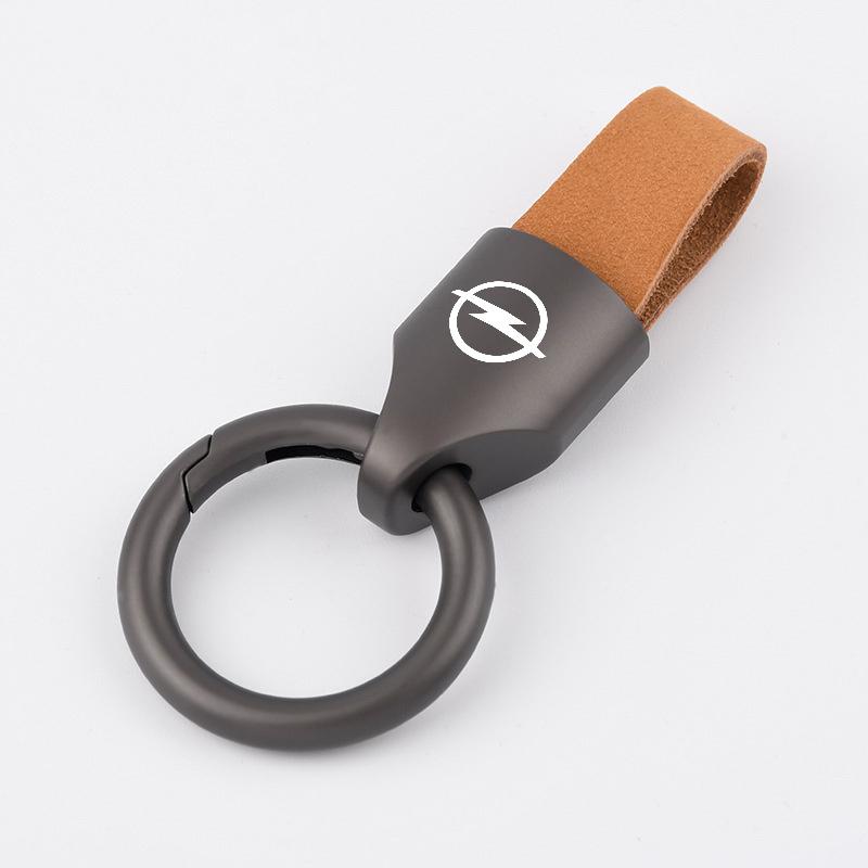 För Opel Astra H G J Insignia Mokka Zafira Corsa OPC Vectra Metall/Läder Bil Logotyp Nyckelring Nyckelring Bilinteriör Tillbehör