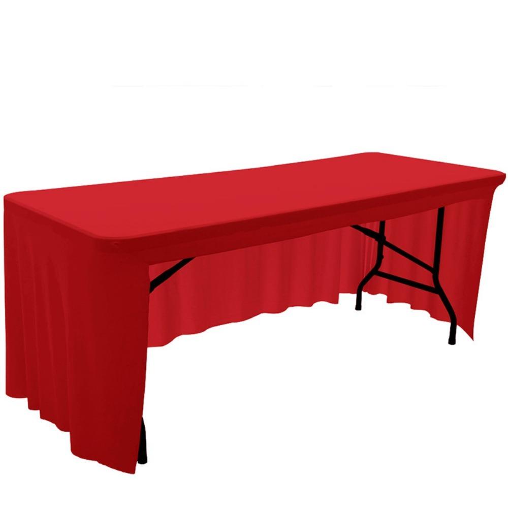 Simple Solid Color Spandex Stretch Tablecloth Rectangular Dustproof Table Cover Soft Washable Table Skirt Hotel