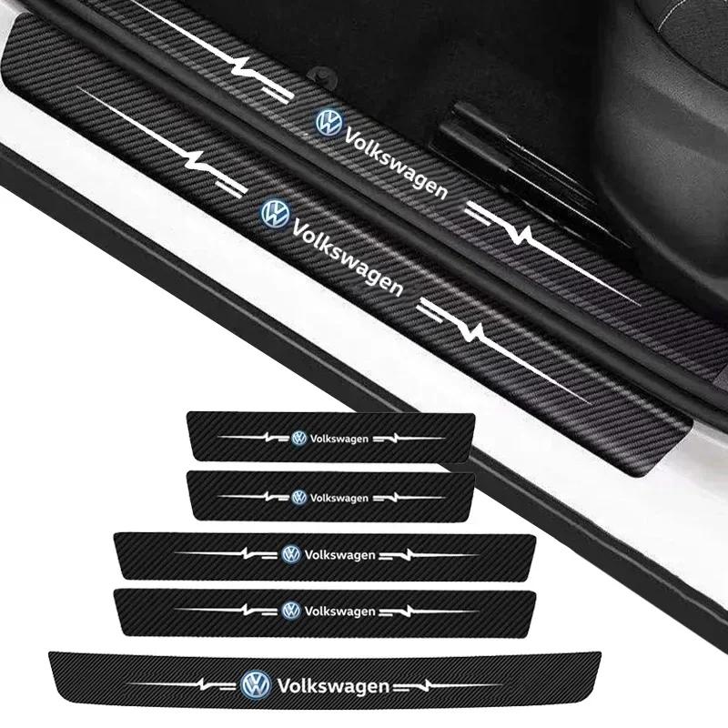 T24Car Threshold Stickers Door Sill Anti-scratch Strip Decals for Volkswagen CC Passat Jetta Beetle Tiguan Touran Sagitar Scirocco