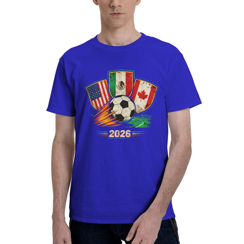 Custom Unisexs 2026 Football Soccer Cups T Shirt Short Sleeve Cotton Tshirt Casual Usa Canada Mexico Tee Loose Fit