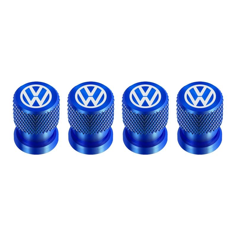 For VOLKSWAGEN VW 4Pcs Car Tire Valve Covers Aluminum Wheel Stem Air Valve Caps For Volkswagen GOLF MK6 Polo Tiguan VW GTI CADDY