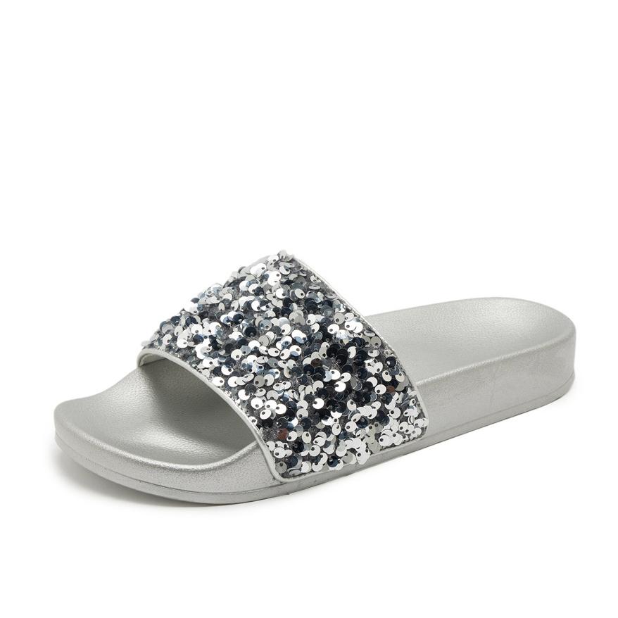 

Fashion bling bling silver platform slippers women open toe thick bottom beach slides shoes woman glitter flip flops shiny sandalias 36 серебряный