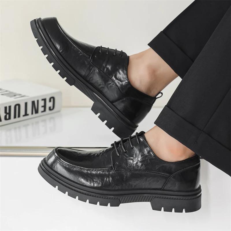 Spring Lace Up Leisure Men Business Comfort Platform High Quality Oxford Shoes Men's Walking Shoes Leisure Walking Wedding Shoes