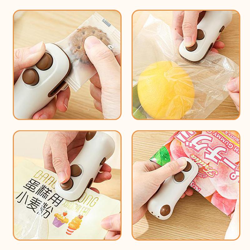 

Мини-запайщик пакетов, Магнитный термозапайщик с резаком, Перезаряжаемый через USB-C Мини-машина для запайки пакетов для чипсов, пакетов для закусок белый