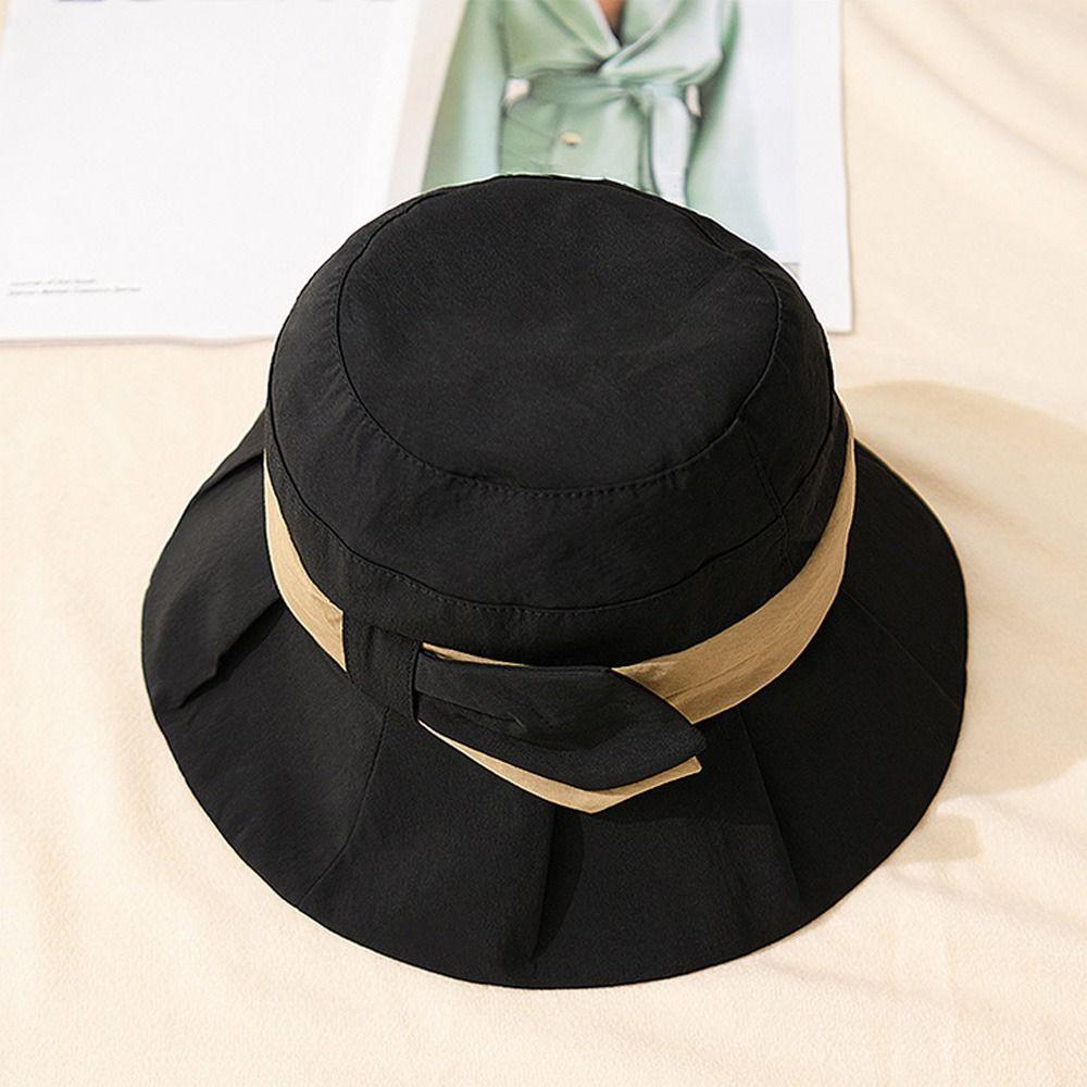 Japanese-Style Solid Color Ladies Sun Hat Sun Protection Thin Style Dome Fisherman Hat Bucket Hat Summer Season