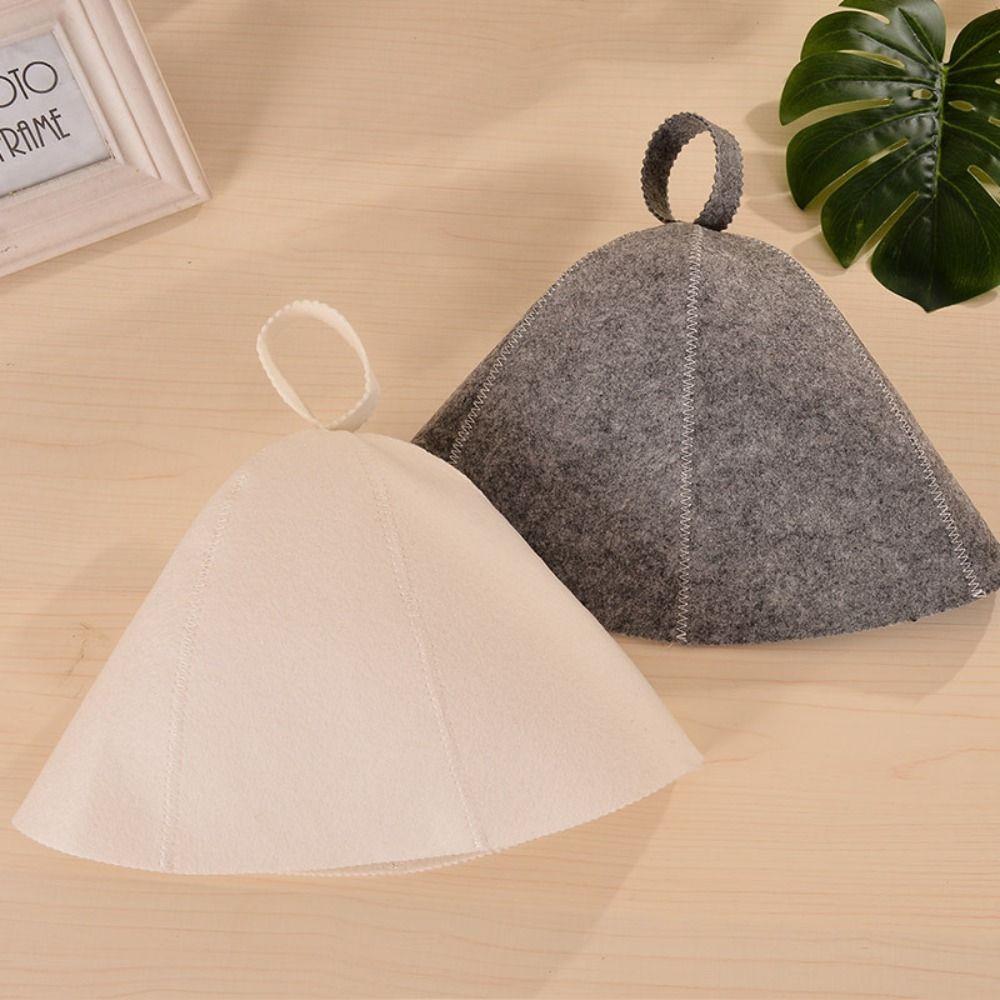 

Head Protection Sauna Hat Absorbent Wool Anti Heat Cap Portable Bath