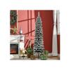 HOMCOM Sapin de Noël artificiel, enneigé, design étroit, ignifuge, 180 cm, vert/blanc